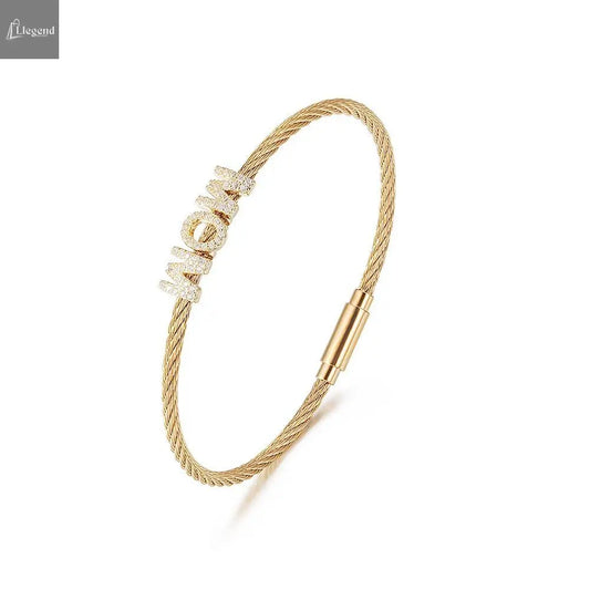 "Mom" Pavé Bracelet Lavender Phoebe